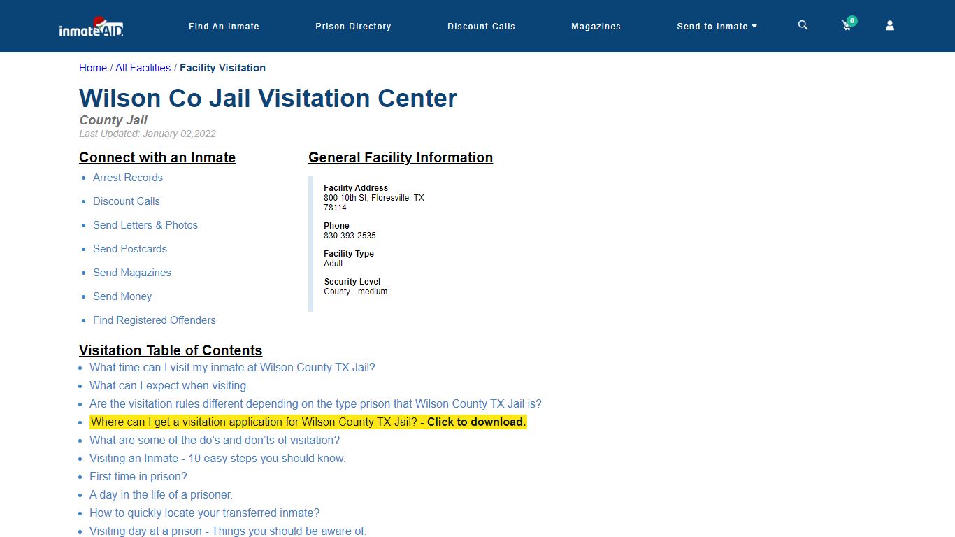 Wilson County TX Jail | Visitation, dress code & visiting hours - InmateAid