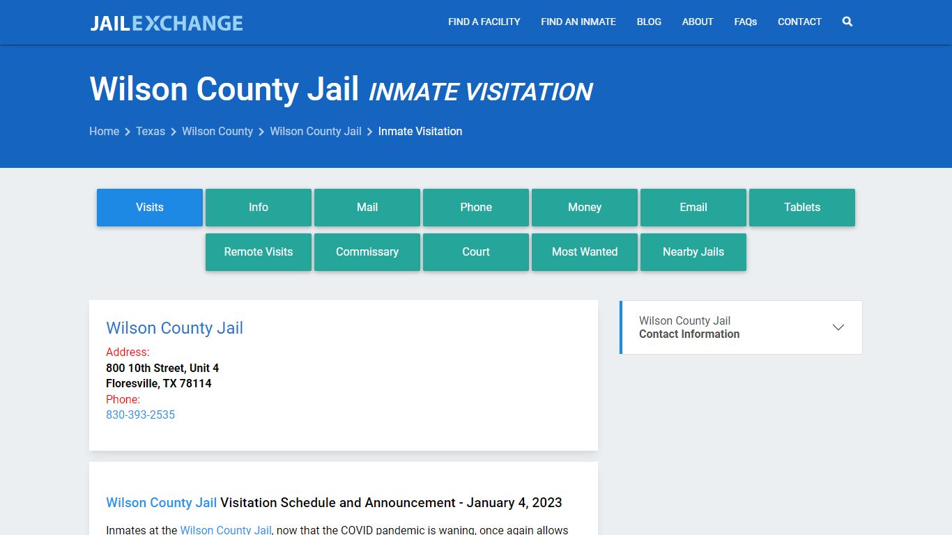 Inmate Visitation - Wilson County Jail, TX - Jail Exchange